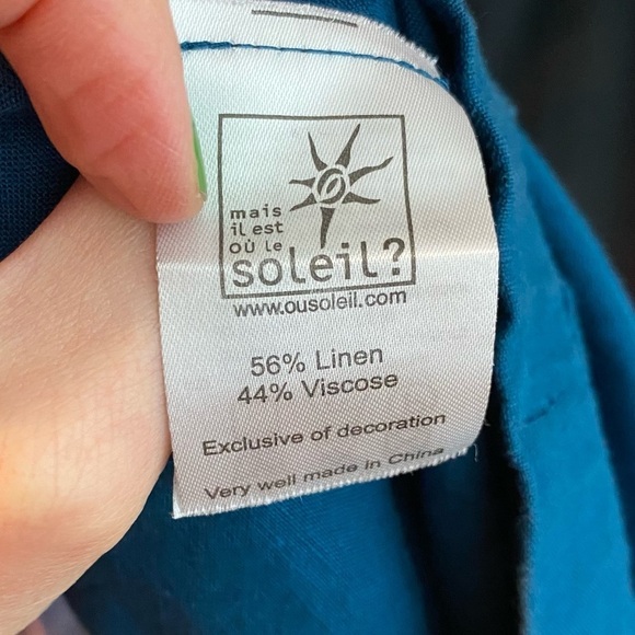 Mais Il Est Ou Le Soleil Linen Skirt Size 38 / 8 / Medium Teal Blue Faux Wrap - Picture 7 of 11